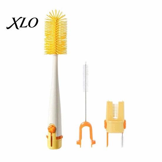 Multifunctional Cleaning Set 5 in 1 Silicone Cup Brush with Long Handle, Deep Baby Bottle Cleaner Brush, Non-slip Reusable for Bottles Water