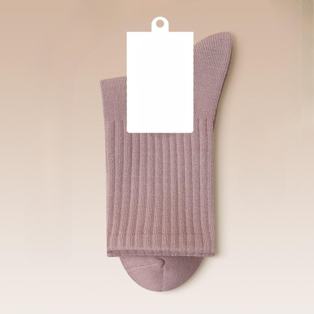 Ladies Spring and Autumn Pure Cotton New Solid Color Rubber Band Antibacterial Sports Leisure Sweat Absorbing Tube Cotton Socks