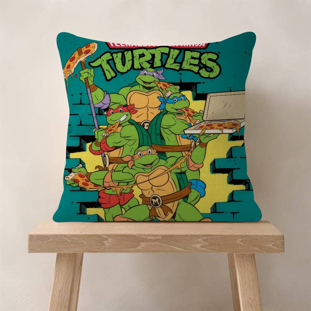 NNinja Movie TTurtles Pillow Covers Cartoon Sofa Decorative Home Doublesided Printing Short Plush Cute Cushion Cover