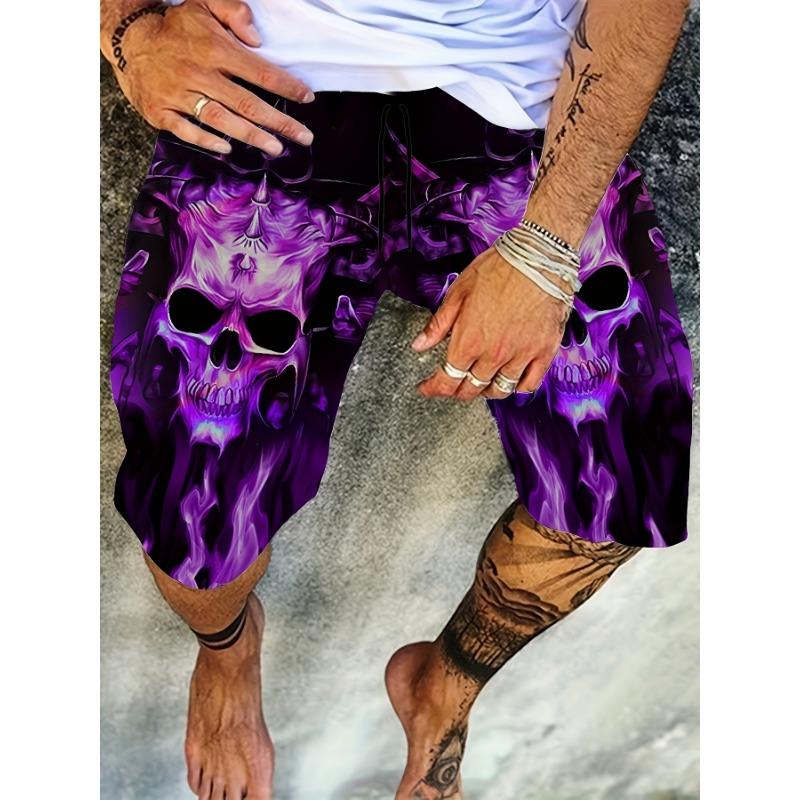 Summer Men Fashion Trend Shorts 3D Skull Graphic Shorts Summer Clothing Vacation Shorts Male Quick Drying Shorts Beach Shorts
