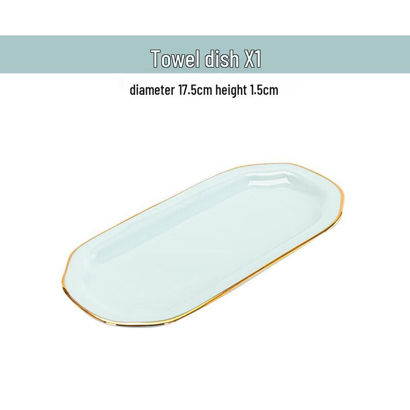 Light Luxury Gold Rim Celadon Ceramic Dinnerware