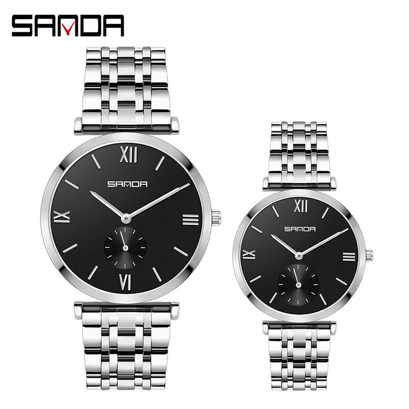 Sanda Summer Steel Band Couple Watches - Trendy Waterproof Wristwatches for Men and Women