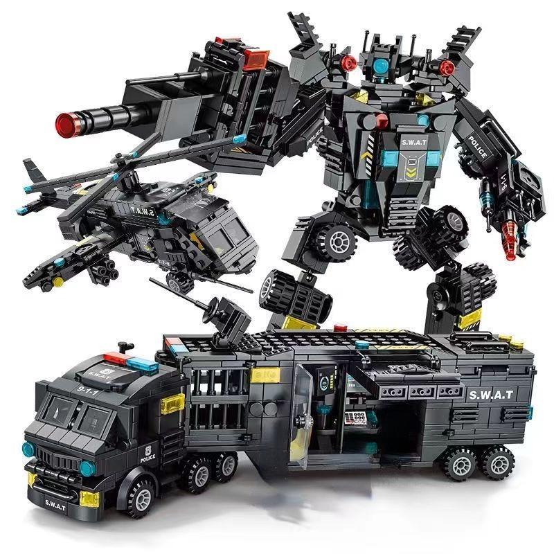 700Pcs City Series Police Station Swat Construction Blocks Military Truck Car Fighting War Robot Diy Toys For Young Boys Gifts