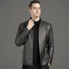 Leather jacket men's autumn and winter new business casual loose men's stand-up collar leather jacket middle-aged dad's men's jacket