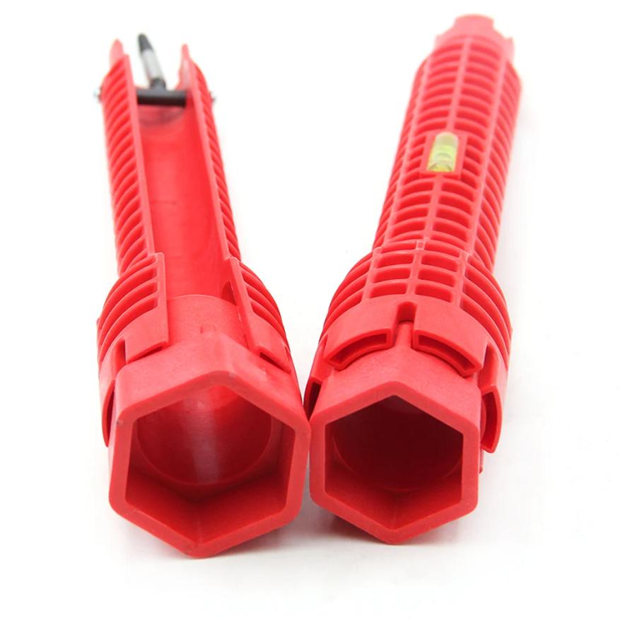 Three Head Red Sink Wrench 8-in-1 Screw Removing Water Heater Water Pipe Socket Wrench Hand Tool Set