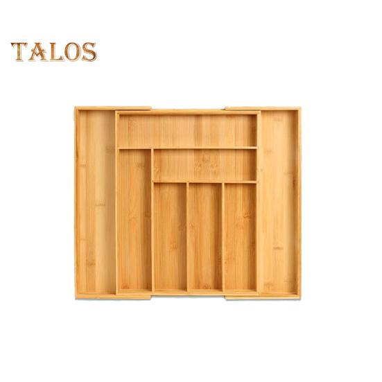 

Бамбуковый регулируемый поднос для столовых приборов, аккуратный элегантный органайзер для кухонного ящика, аксессуары для дома цвет старого дерева