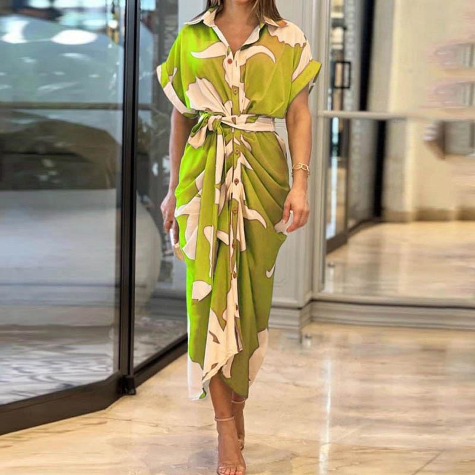 

Женское модное свободное платье с v-образным вырезом и пуговицами, со шнуровкой и длиной до талии, женское платье XL жёлтый