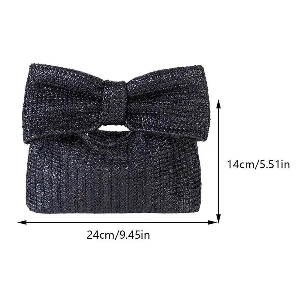 Summer Straw Woven Clutch Bag Women Bow Purse 2025 Luxury Design Ladies Evening Handbag Party Banquet Bags Vacation Beach Tote