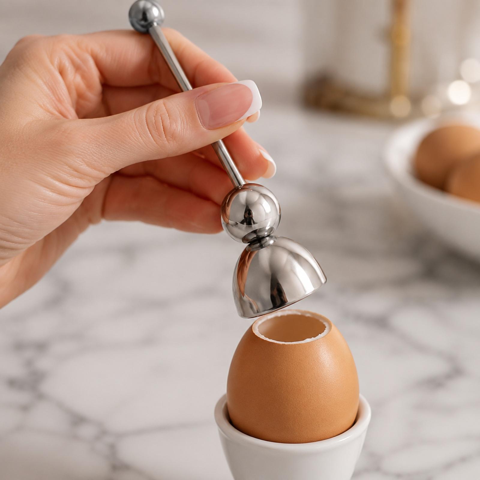

Egg Topper Stainless Steel Egg Shell Cutter Kitchen Tool for Precise Egg Shell Removal and Clean Opening Suitable for Soft and Hard Boiled Eggs One Size серебряный
