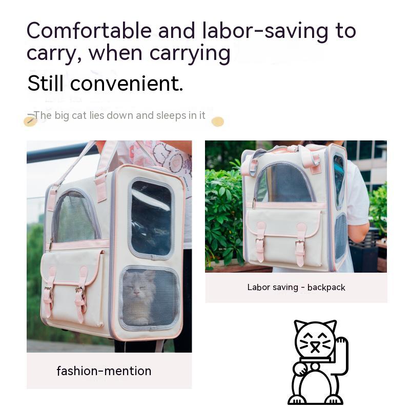 Pet Cat Backpack Breathable Portable Pet Backpack Outdoor Multi-mesh Window Canvas Cat Shoulder Bag Pet Transport Bag