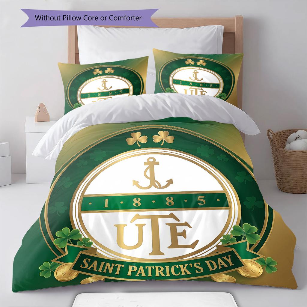 UjpestFC Pattern Bedding Quilt Set Quilt Cover Pillowcase Home Decoration Birthday Gift (1 * duvet cover + 2 * pillowcase, without core)