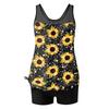 Women’s Sleeveless Tankini Top and Shorts Set with Tree Print for Casual Swimwear Beach Pool