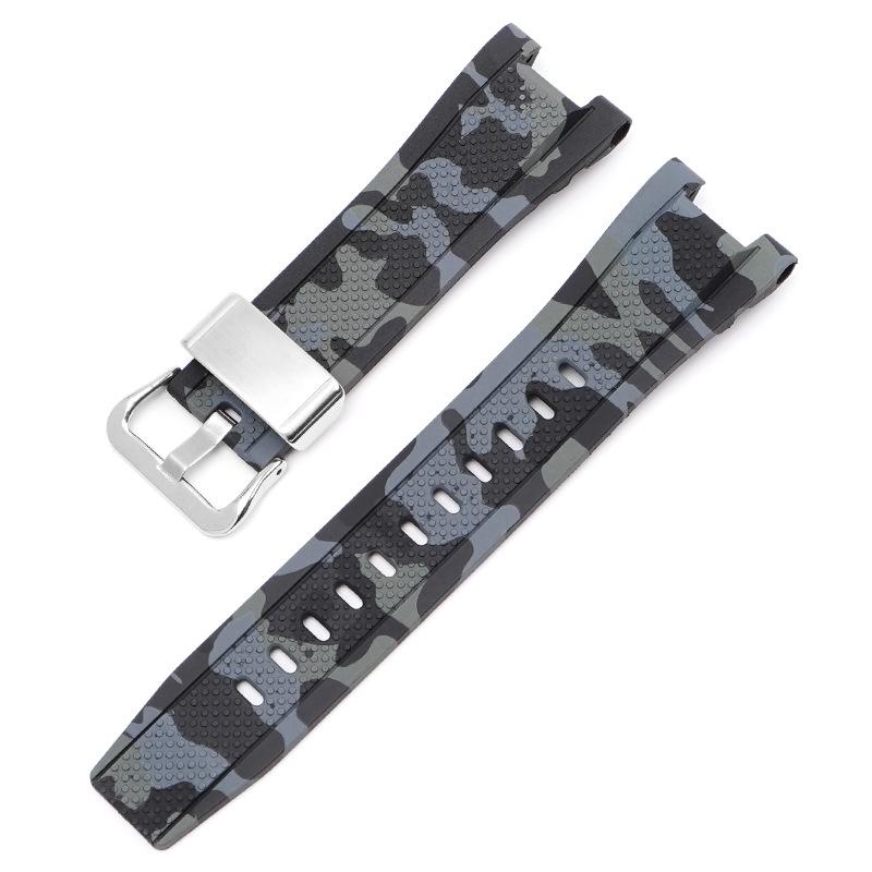 Correa de Resina para Casio G-Shock GST-W300 GST-S300 GST-S210B GST-S110 GST-W110 Hombres Reemplazo Pulsera Brazalete de Goma Camuflada para Reloj