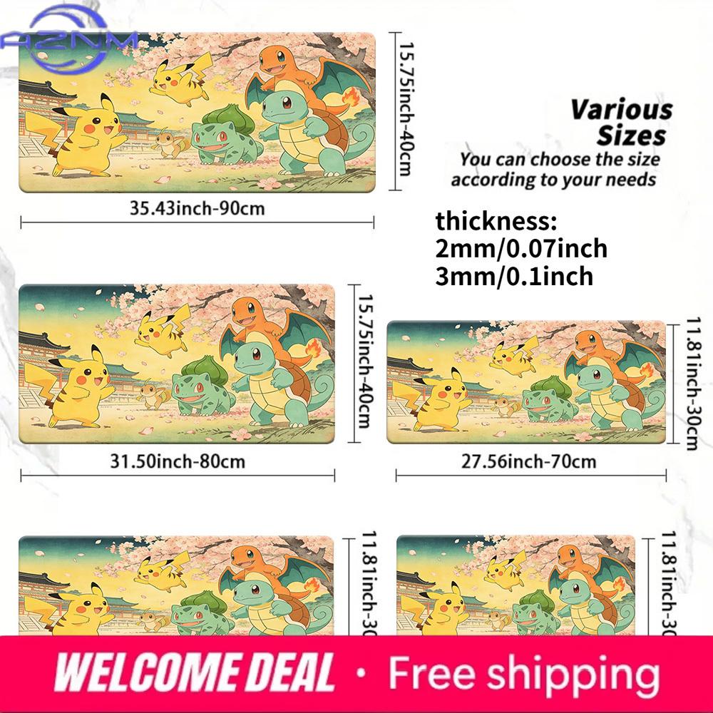 Pokemon Starters Cherry Blossom Gaming Desk Mat NonSlip Washable Mouse Pad 30x80x0.2cm