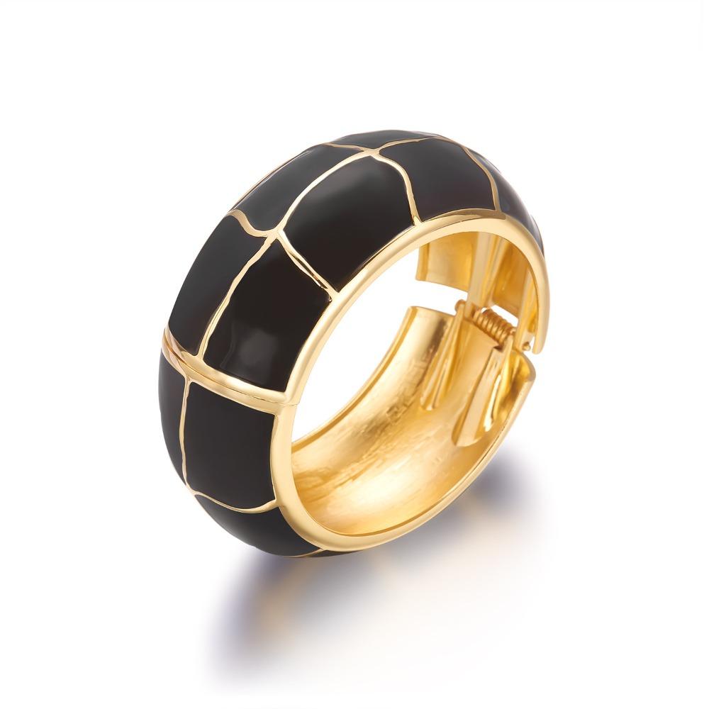 Vintage Punk Dripping Oil Enamel Bangles Black/White Metal Geometric Bangles Wide Chunky Cuff Bracelets Party Aesthetic Jewelry