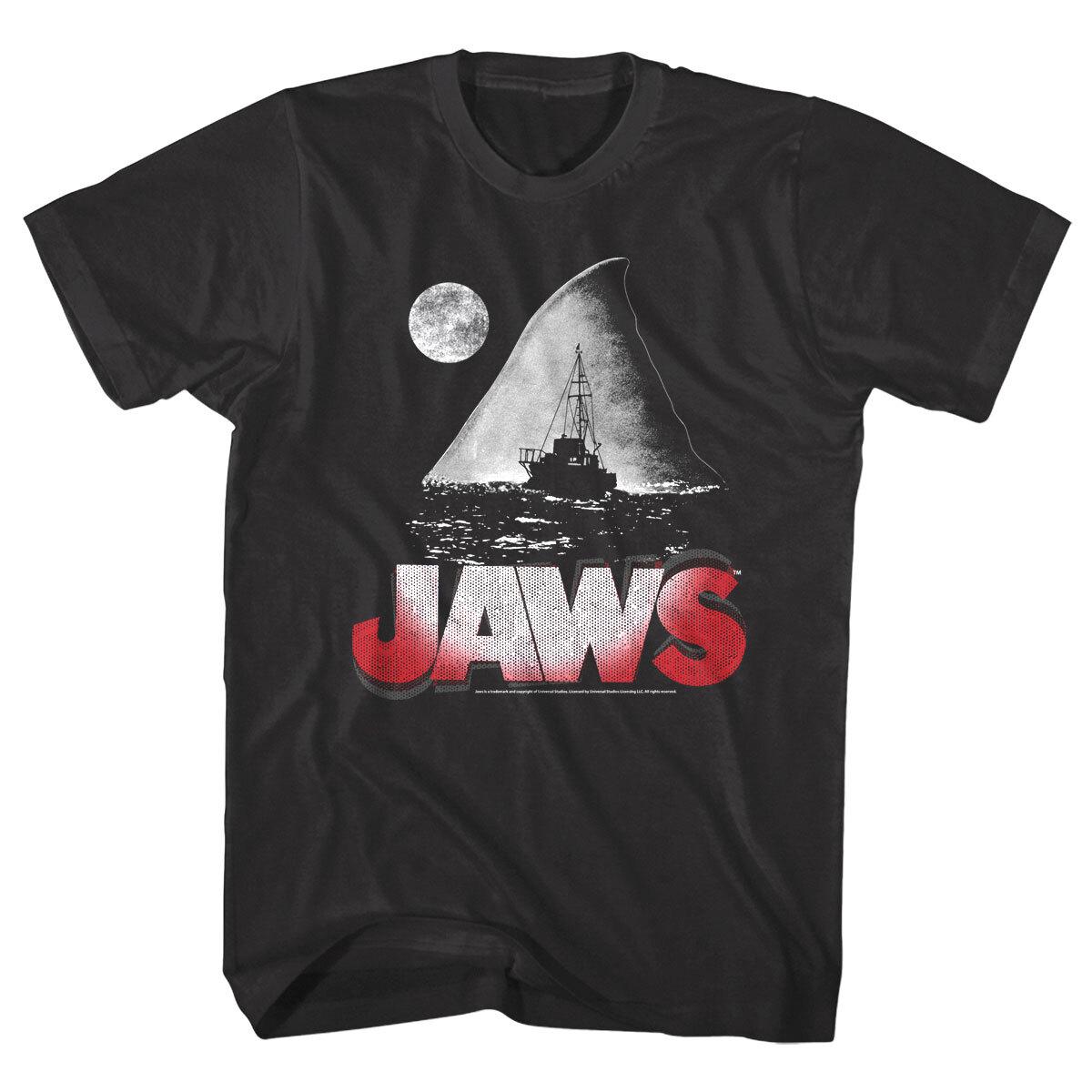 Jaws Shark Fin Island at Night Men T Shirt XL