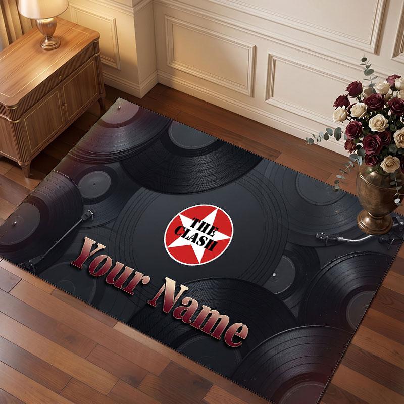The Cure Personalized Crystal Velvet Carpet, Customized Name Text Soft Anti‑Slip Rug for Living Room Bedroom