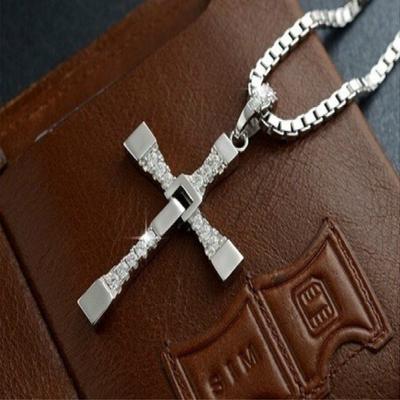 Punk Cross Man Pendant Necklace Fashion Cross Pendant Chain Necklace