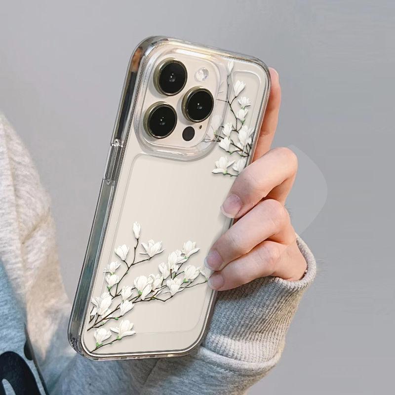 ins flower applies to iPhone15 mobile phone case 14pro Apple 13 transparent 12 female xsmaxxr anti-fingerprint