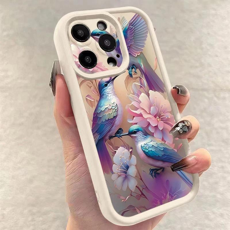 Floral Thickened Phone For Iphone 17 16pro 15pro14 13 12 11 12pro 13pro Max 14plus Silicone AntiFall Protective Cover