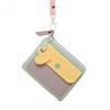Simple Macaron Color Hanging Neck Wallet Lanyard PU Leather Zipper Coin Purse Card Bag Keychains Card Holder Women