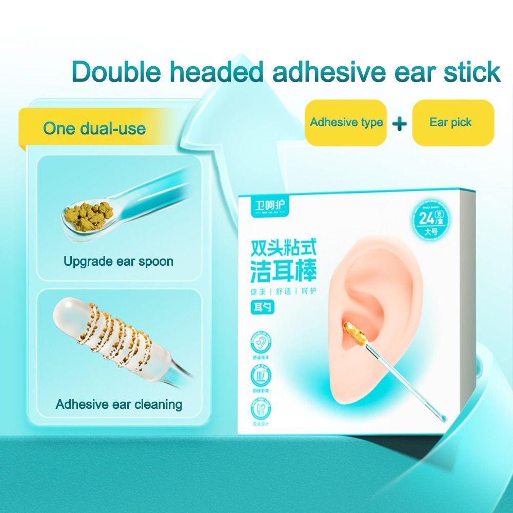24Pcs/Box Ear Cleaner Disposable Ear Swabs Double Head Ear Wax Removal Tool for Olders Adult Kid