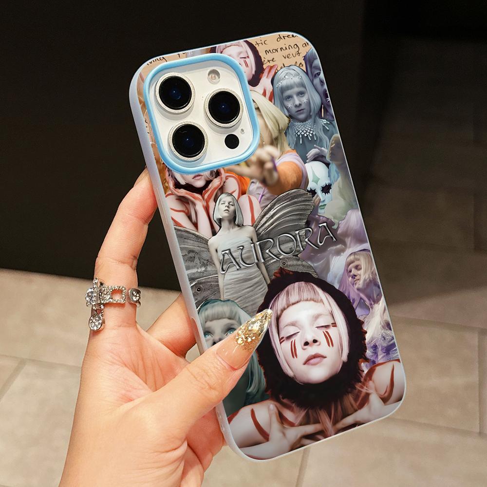 Aurora Aksnes Jelly Double Layer Light Blue Mobile Phone Case for iPhone 17 16 15 14 13 12 11 Air Pro Max Plus Protective