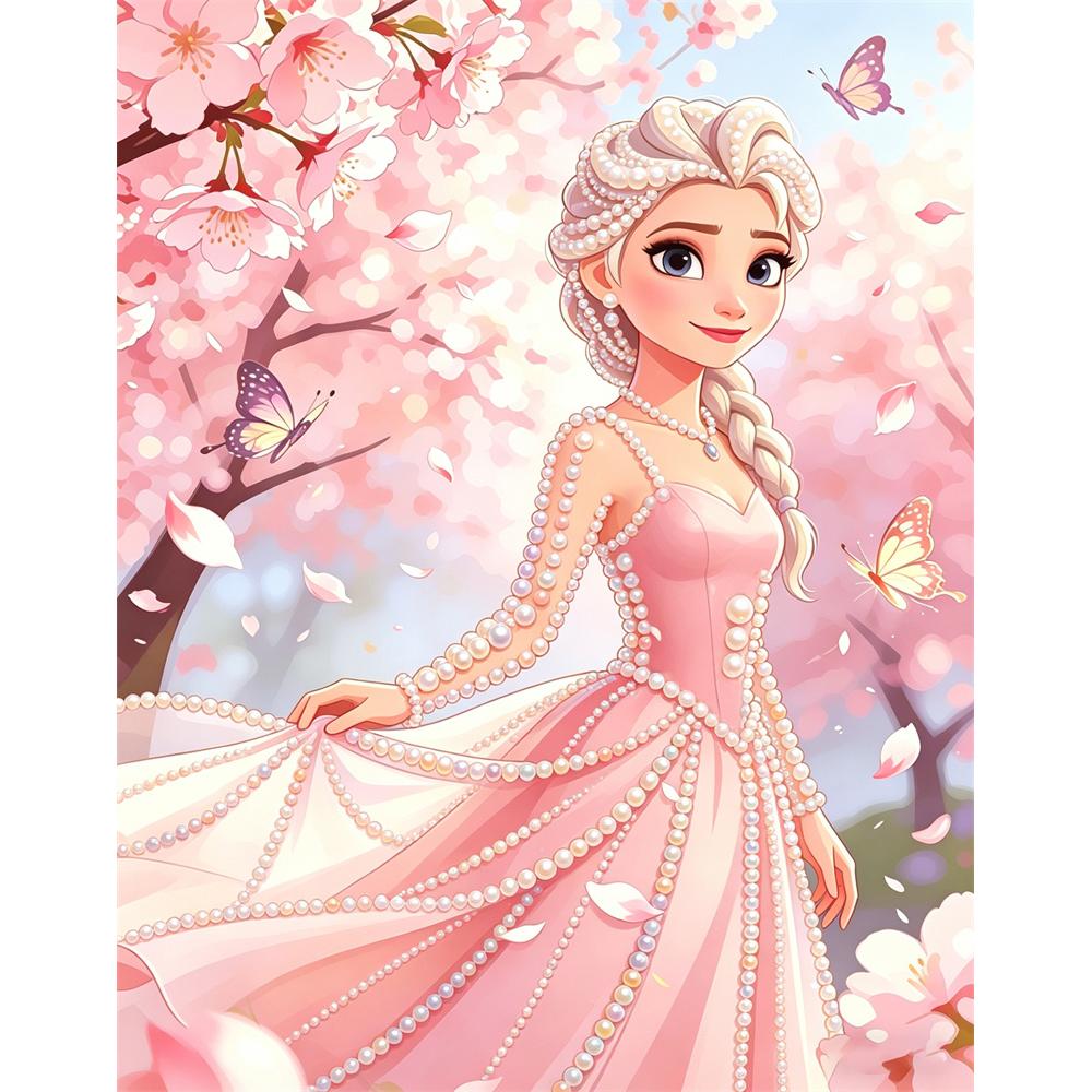 

Disney Pearl Painting Sakura Pink DressElsa DIY Pearl Art Pearl Painting Kit PearlArt Painting Wall Suitable for Home Office Decoration Handmade Gifts 30x40