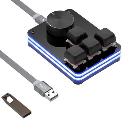 Geekria USB Mini 4 Keys Knob Mechanical Gaming Programmable Macro Function RGB Silent Red Axis Mechanical Compatible with Windows and Mac + Keyboard,