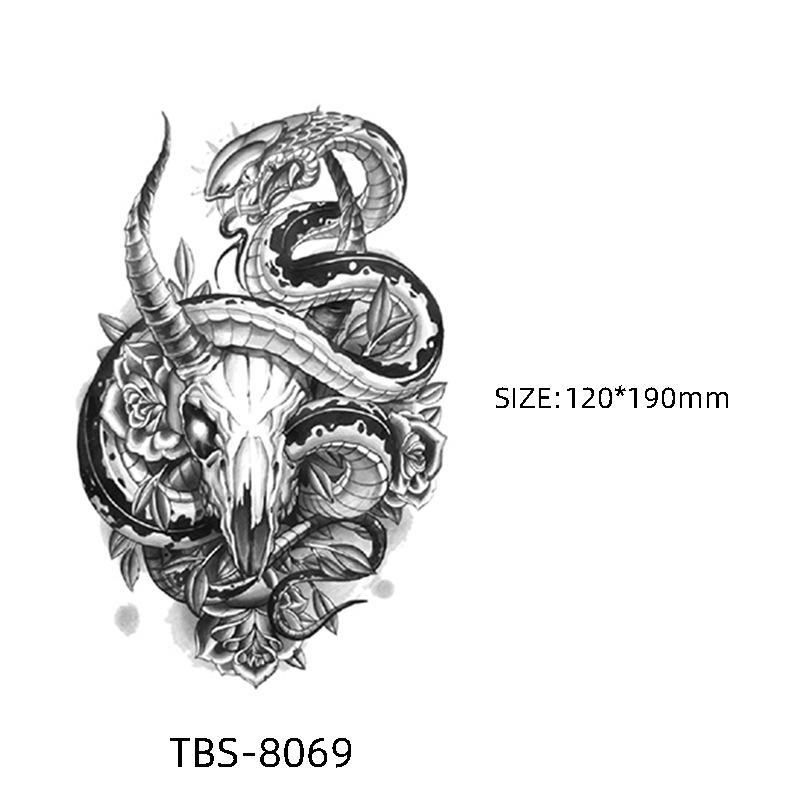 Waterproof Semi-Permanent Black & White Totem Flower Tattoo Stickers