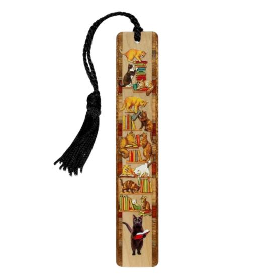 1/2/3Pcs Kitten Bookmark Kit Adorable Cat Design Reading Wooden Bookmarks with Tassels Funny Gift for Men Women