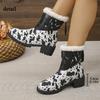 Women's Winter Warm Chunky Block Heel Snow Boots With Zipper Non-Slip Fleece Lined Ankle Booties Shoes Comfort Faux Fur Lining Walking Boots for Women