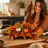 Artificial Potted Plant with Pumpkin and Maple Leaves for Thanksgiving Home Decor