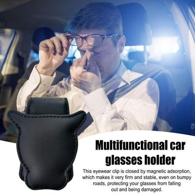 Sunglass Holder For Car Exquisite Sunglass Clip For Car Visor Leather Car Glasses Holder Multifunctional Leather Car Glasses