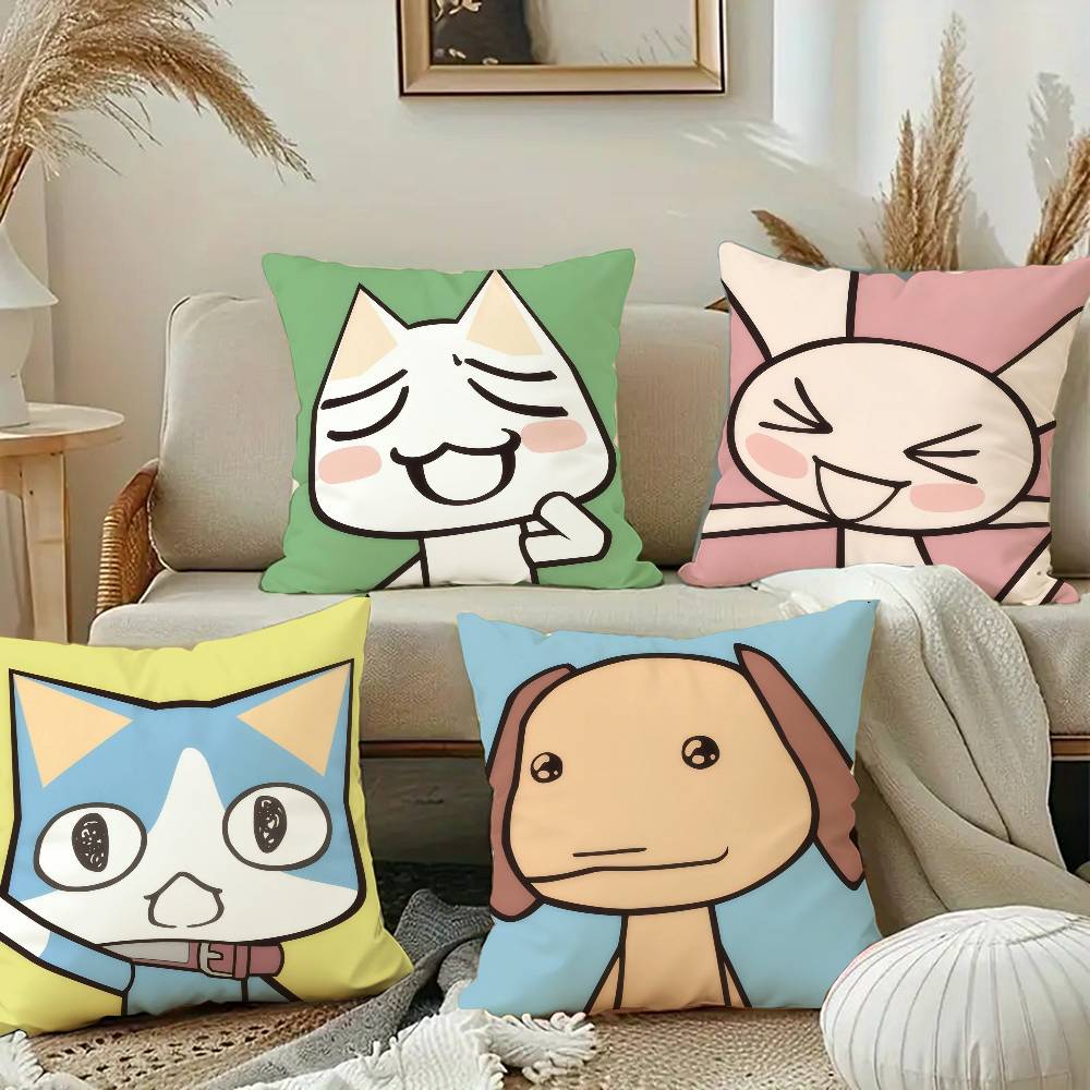 Cute Cartoon Toro Inoue Kawaii Cat Pillow Case Square Pillow Bedroom Sofa Leisure Comfort Cushion Car Home Decoration
