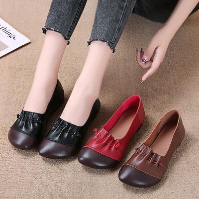 Übergrößenschuhe für Damen, weiches Leder, Retro, flache Einzelschuhe, lässige Damen-Loafer, Slipper, modische All-Match-Damenschuhe