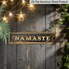 2D Flat, 1pc Indian Greetings "Namaste" Aluminium Decorative Sign - 15.7×3.94inch, Rustic Golden Lettering On Weathered Aluminium, Perfect for Home