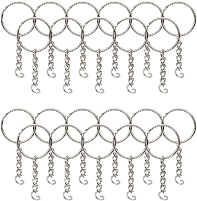 50 Stück Silberbeschichtete Metall Leere Schlüsselanhänger Schlüsselanhänger Sprengring Schlüsselanhänger Schlüsselhalter Ringe Damen Herren DIY Schlüsselanhänger Schlüssel Zubehör