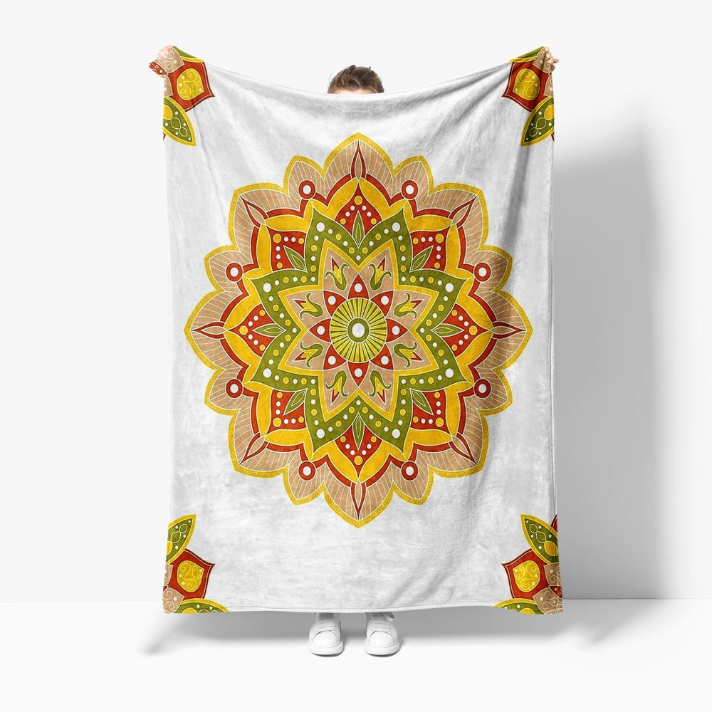 

Boho Mandala pattern Flannel printed blanket suitable for all seasons suitable for living room office sofa and travel 180x250CM 75x100cm (30x40inch)