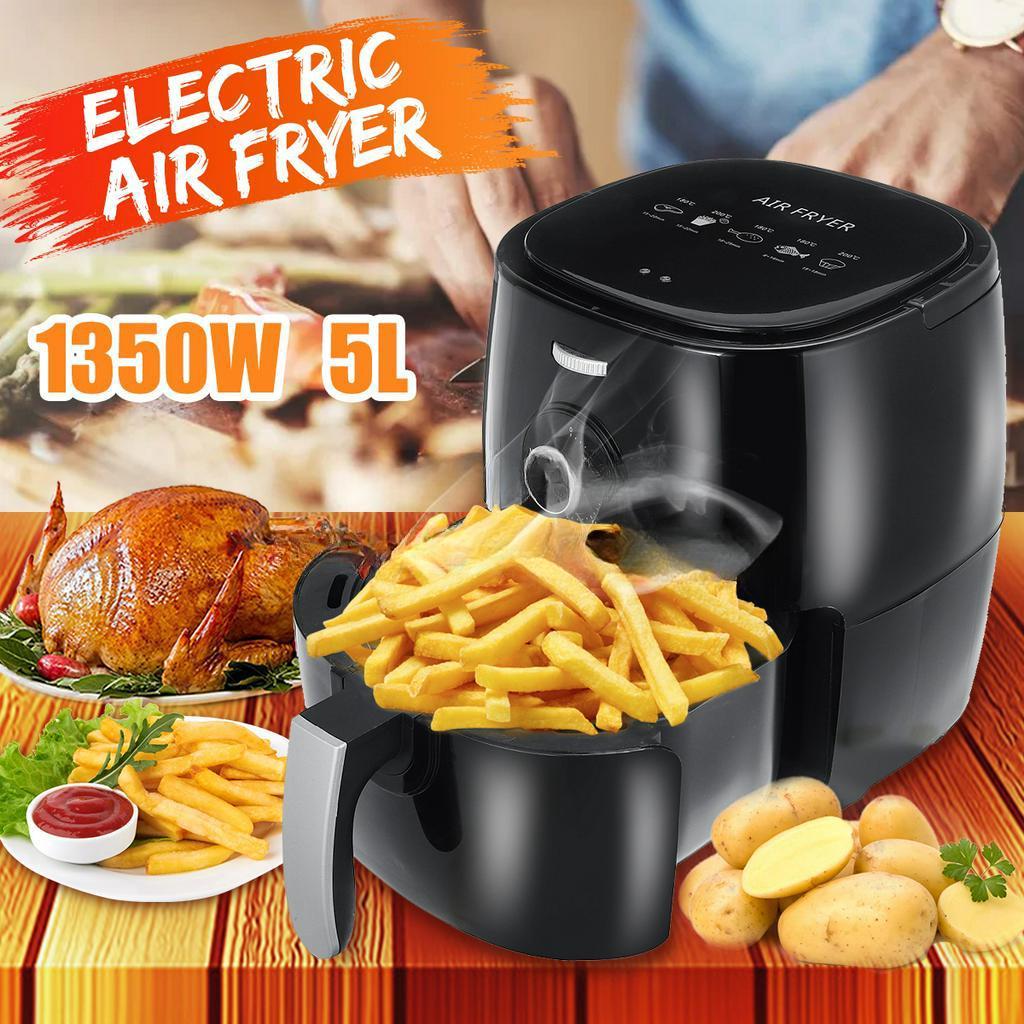 1350W Multifunction 5L Air Fryer Chicken Oil Free Air Fryer Health Fryer Pizza Cooker Timing Electric Deep Airfryer