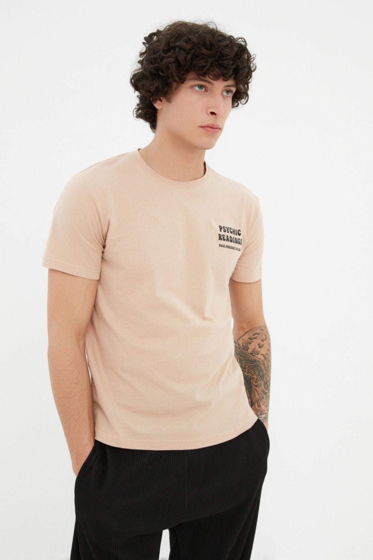 

Бежевая мужская футболка Slim Fit TMNSS22TS1449