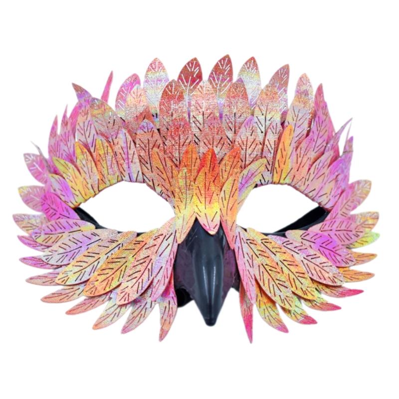 Maschera di Maschera Maschera d'Aquila Maschera Mezza Faccia Maschera per Role Playing Maschera da Festa Maschera con Becco d'Uccello e Piume Maschera per Costume di Halloween