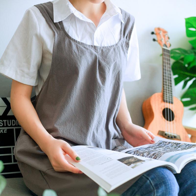 Küchenschürze für Damen im koreanischen Stil, Retro, pastoral, mit Doppelträgern