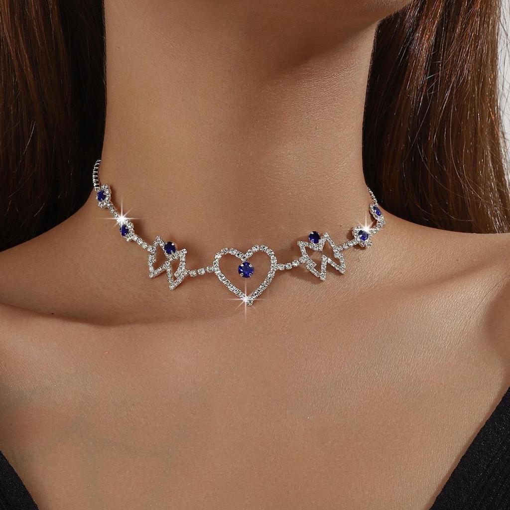 Trendy Butterfly Heart Rhinestone Necklace: Versatile Fashion for Banquets
