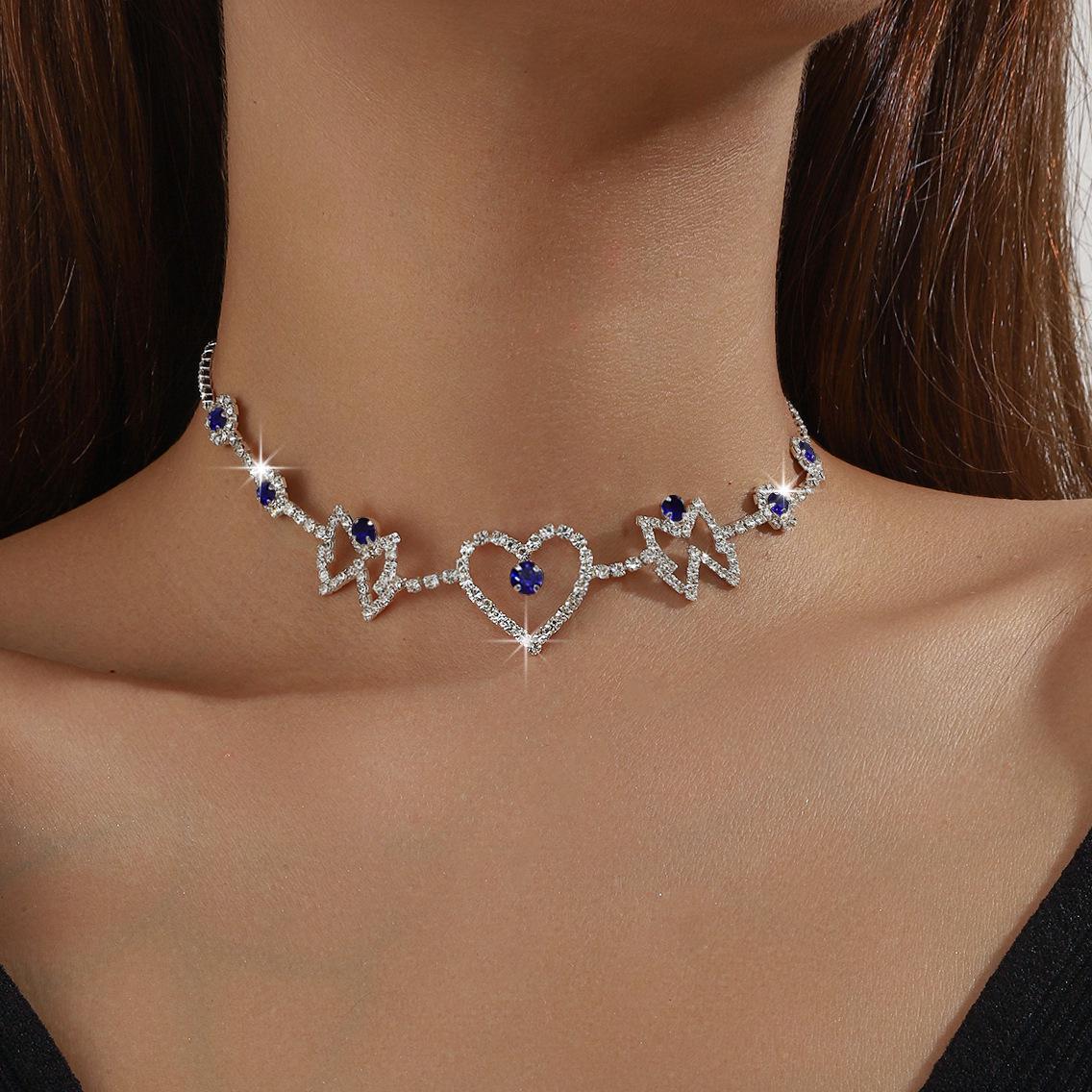 Trendy Butterfly Heart Rhinestone Necklace: Versatile Fashion for Banquets