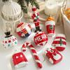 Red&white Xmas Tree Hanging Bauble Manual Painted Christmas Hanging Decoration Home Decoration