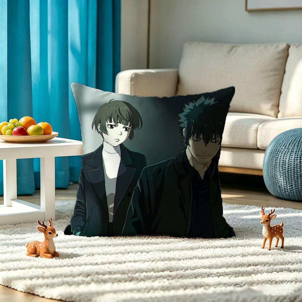 Psycho Pass Square Double-Sided printed Pillow Case Bedroom Bedside Pillow Sofa Cushion Cover