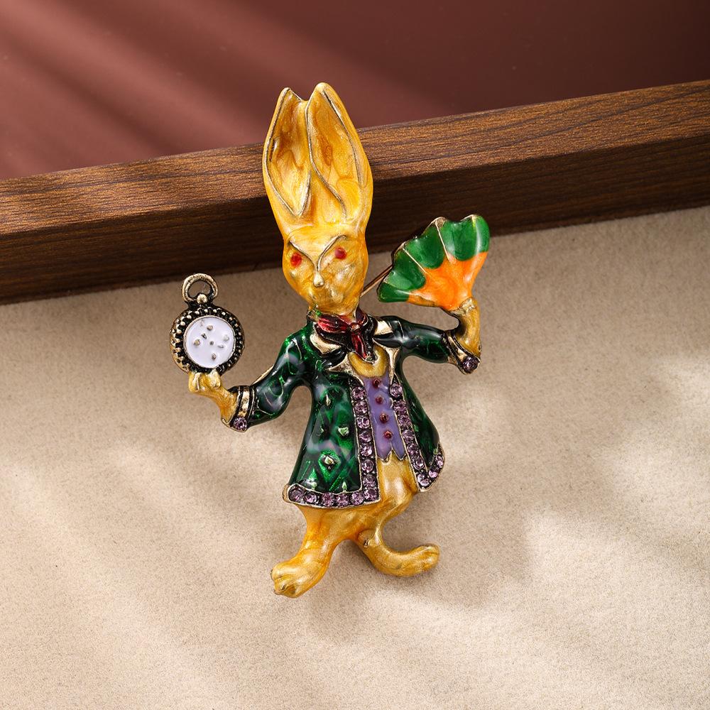 Fashionable Rabbit Cute Light Luxury High-end Gentleman Animal Collar Pin Buckle Accessories Brooch 5*7.5CM