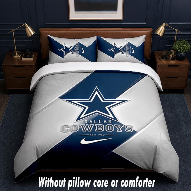 Dallas Cowboys Design Bett Bettwäsche Set 1 Bettbezug + 2 Kissenbezüge Weich Atmungsaktiv Haushalt Bettwäsche