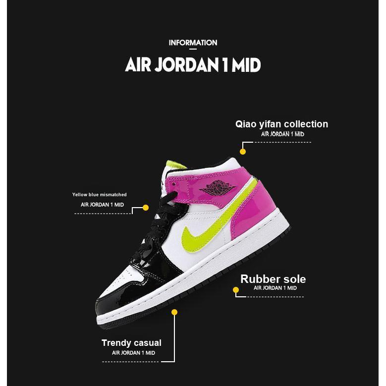 New Jordan 1 Mid White Black Cyber Pink GS CZ9835-100